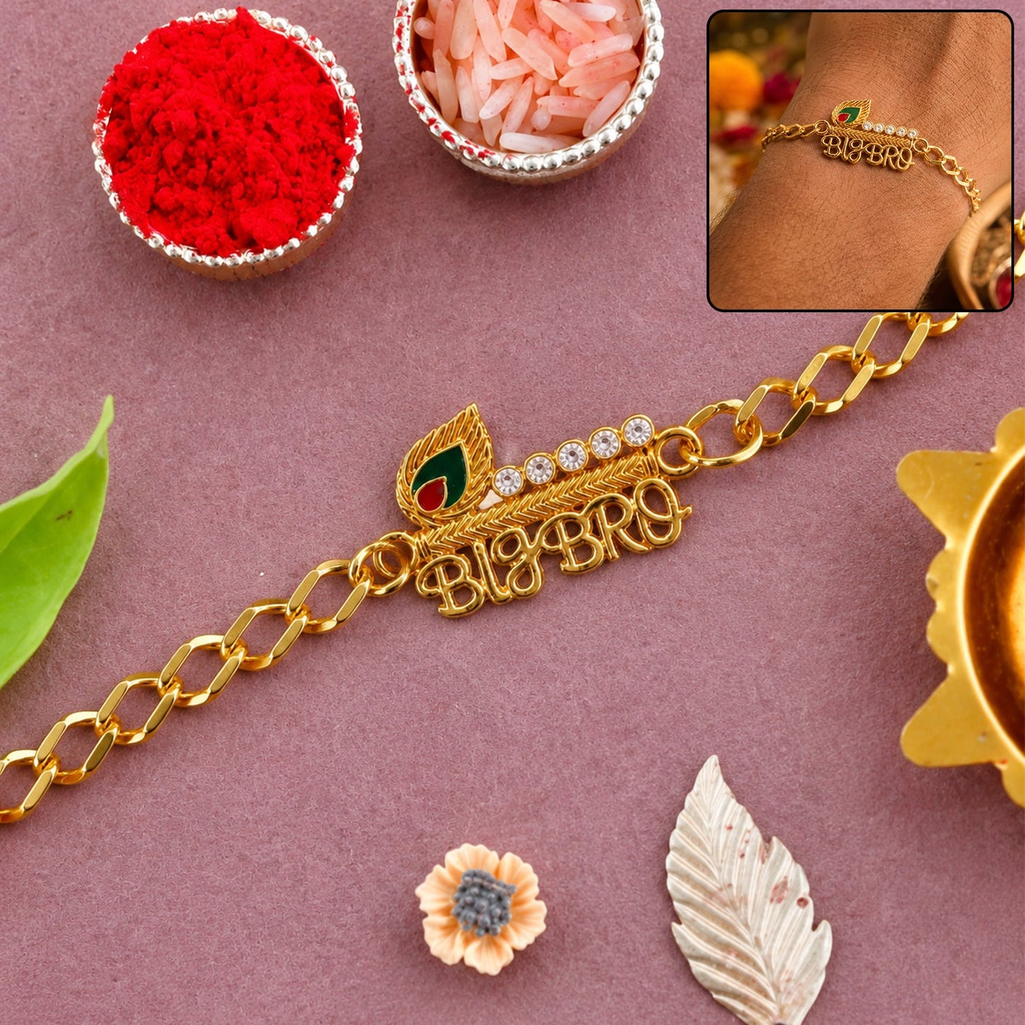 Festive Big Bro rakhi bracelet with neat finishing
