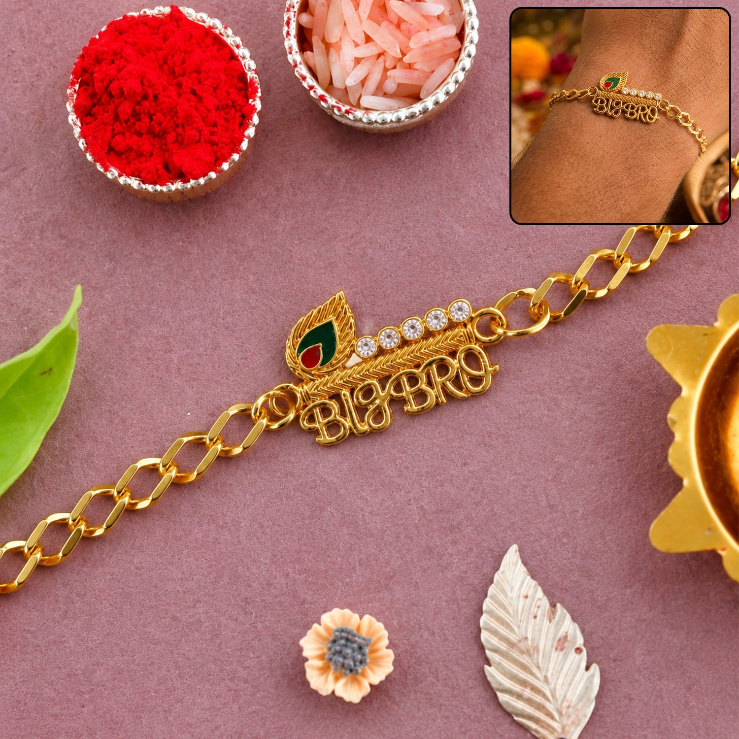 Festive Big Bro rakhi bracelet with neat finishing