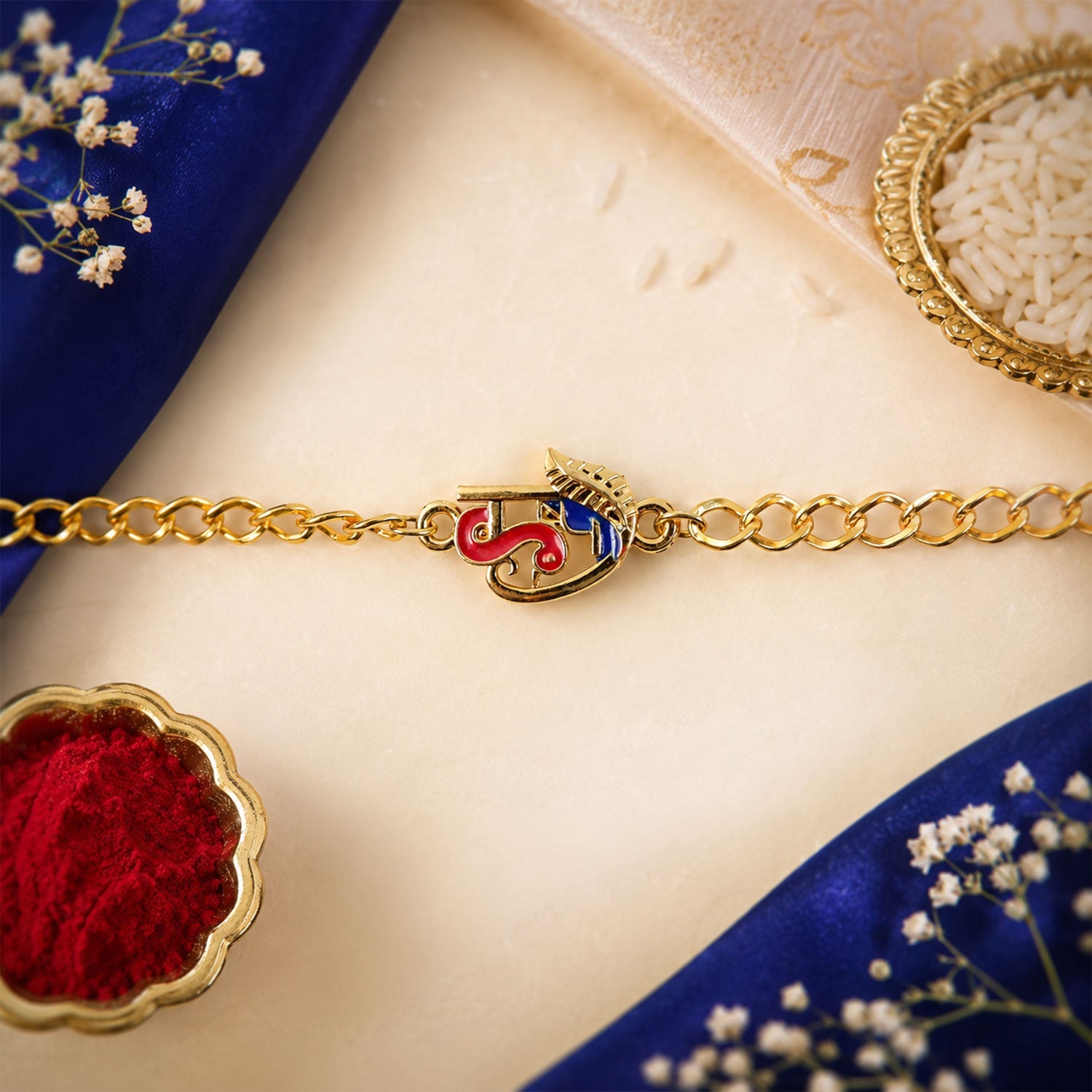 Traditional design elements of Raksha Bandhan rakhi