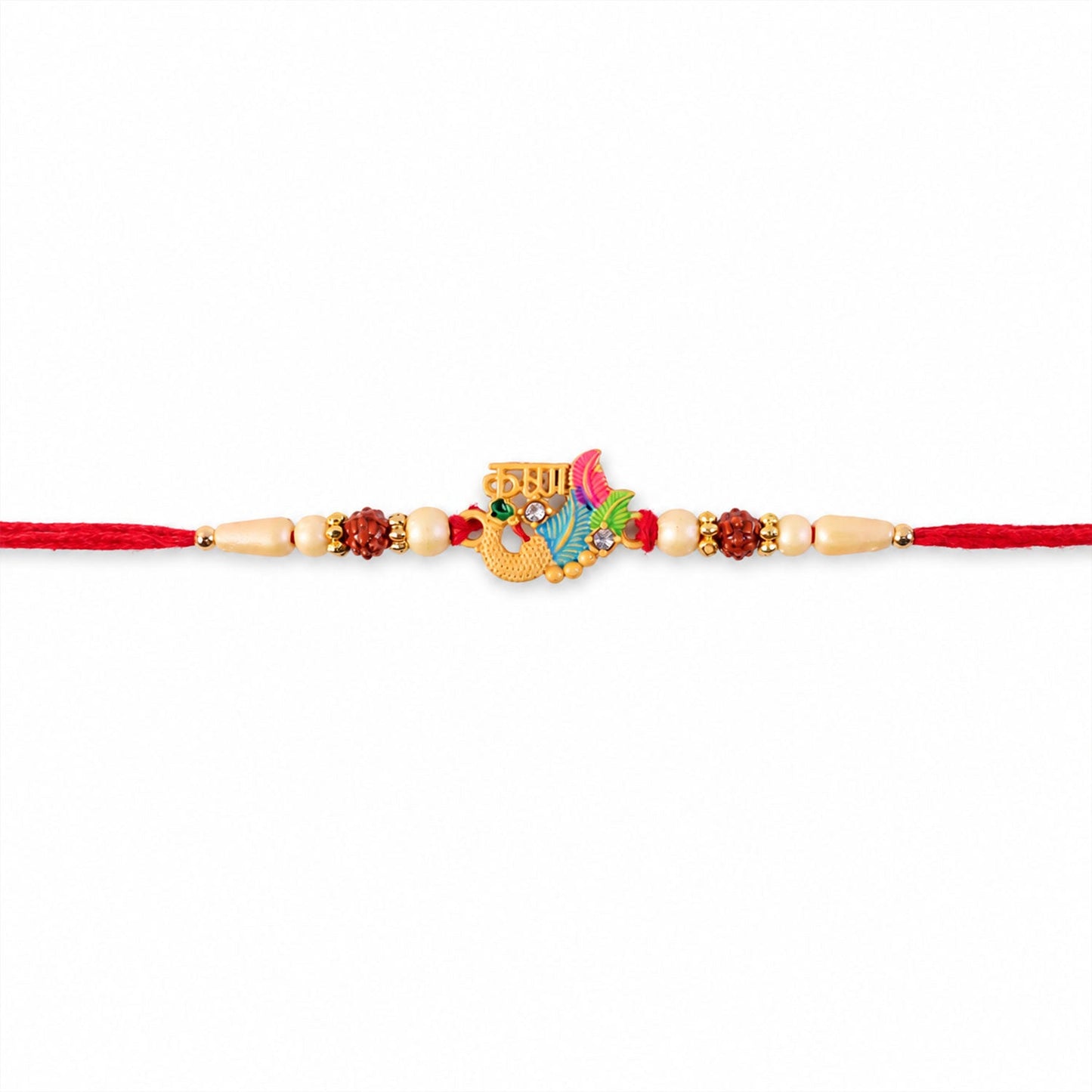 Lord Krishna Multicolor Enamel Gold Tone Rakhi