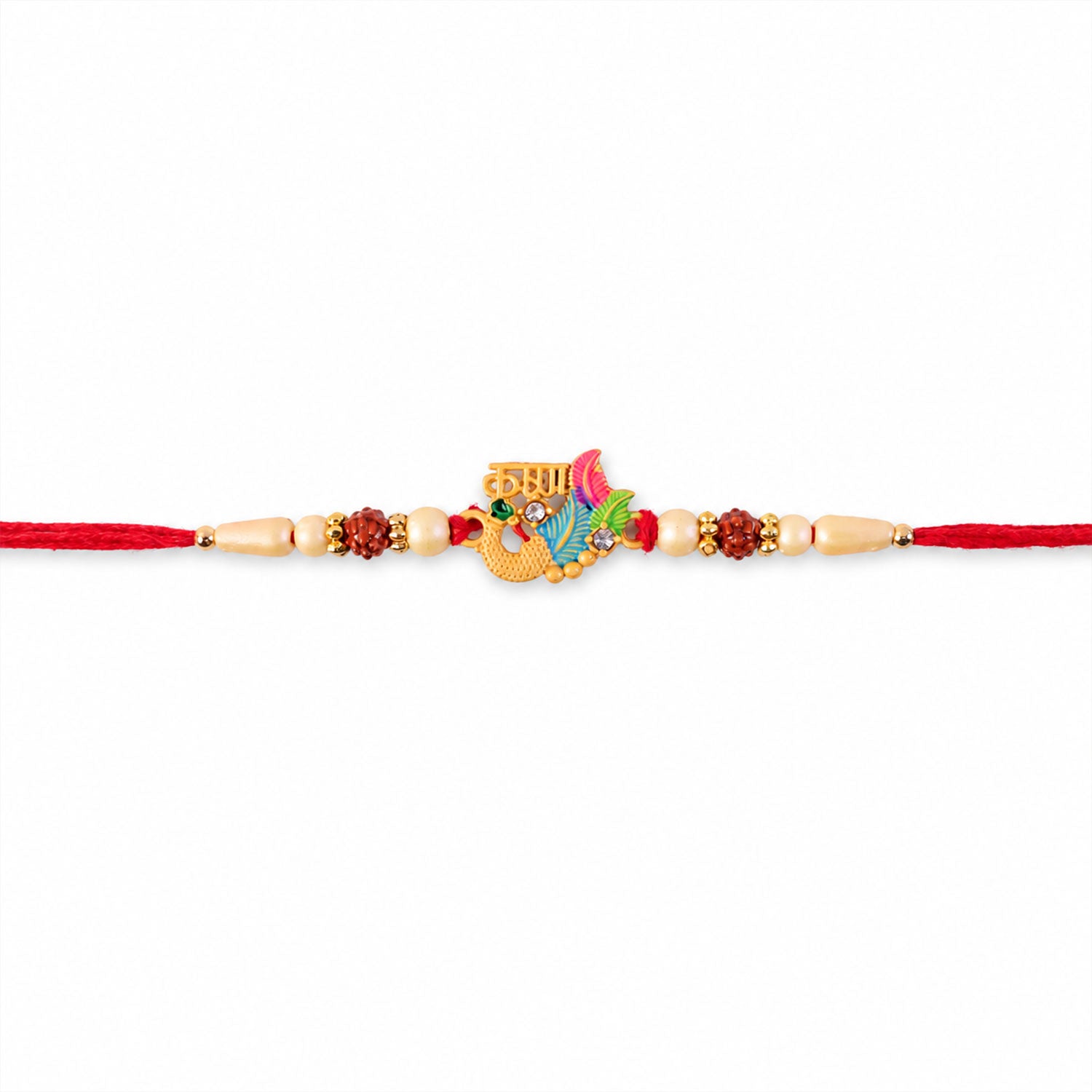 Lord Krishna Multicolor Enamel Gold Tone Rakhi