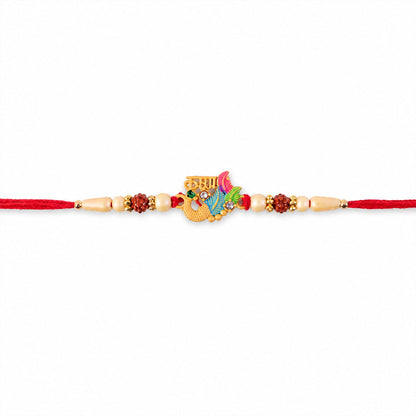 Lord Krishna Multicolor Enamel Gold Tone Rakhi