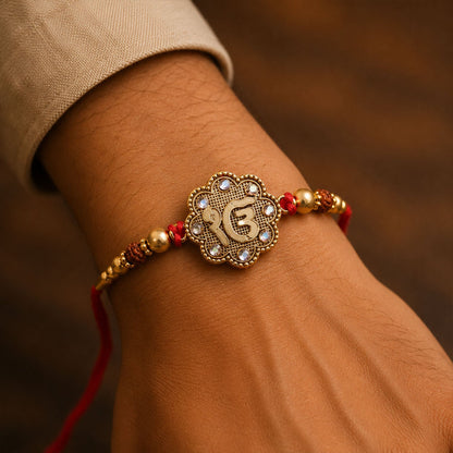 Stylish Stone Studded Gold Tone Rakhi