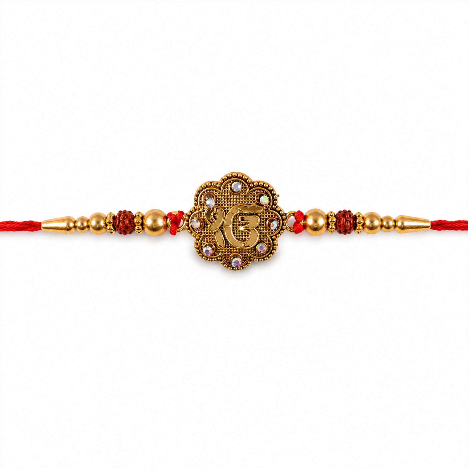 Stylish Stone Studded Gold Tone Rakhi