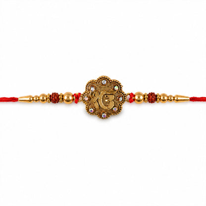 Stylish Stone Studded Gold Tone Rakhi