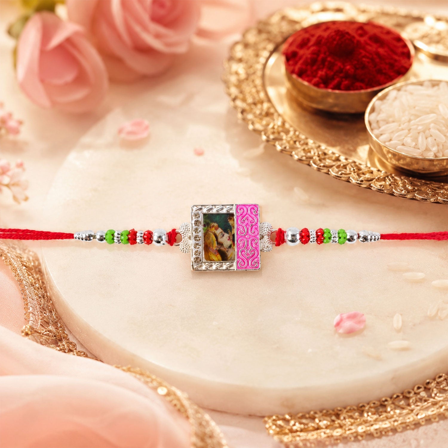 Photo Frame Multicolor Enamel Rakhi