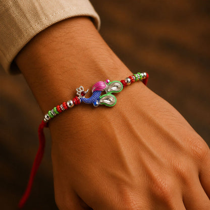 Peacock Multicolor Stone Studded Rakhi