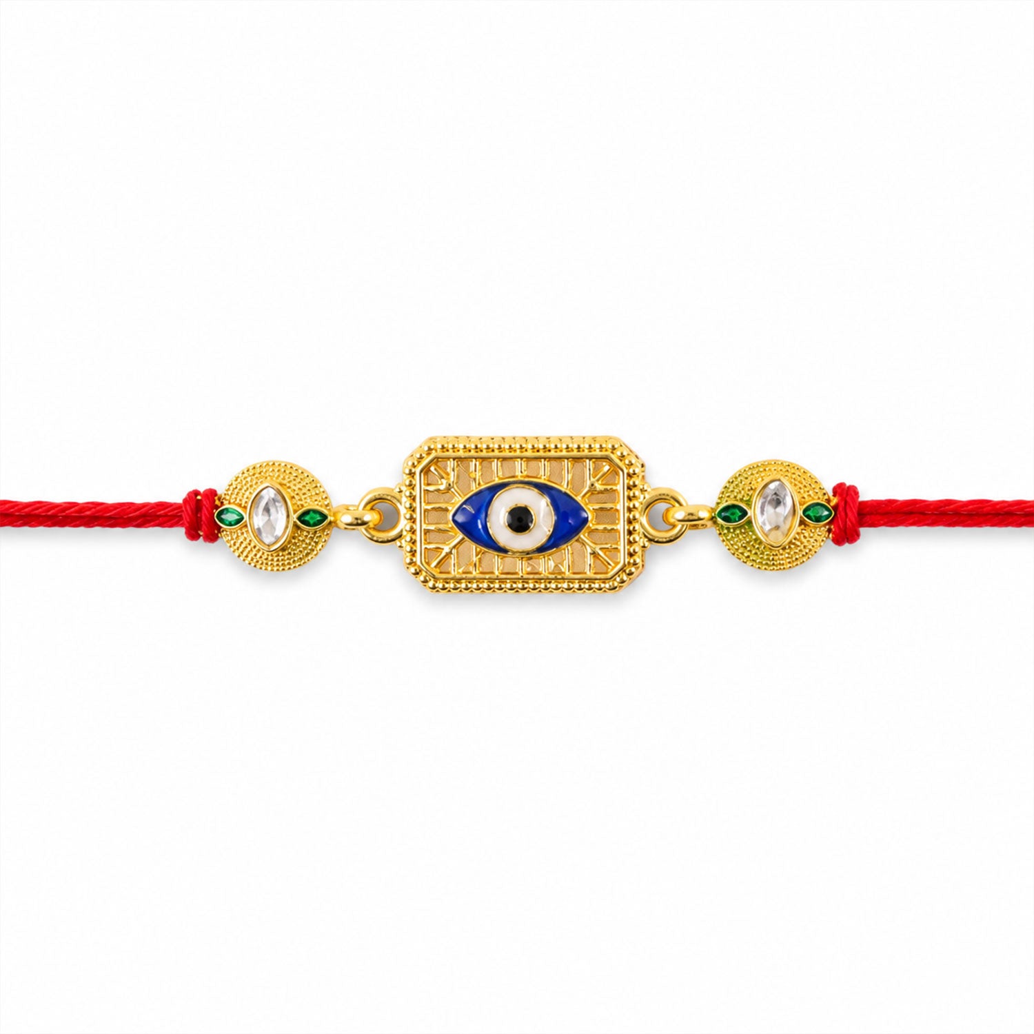 Evil Eye Stone Studded Gold Tone Rakhi