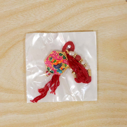 Multicolor enamel rakhi with decorative elements