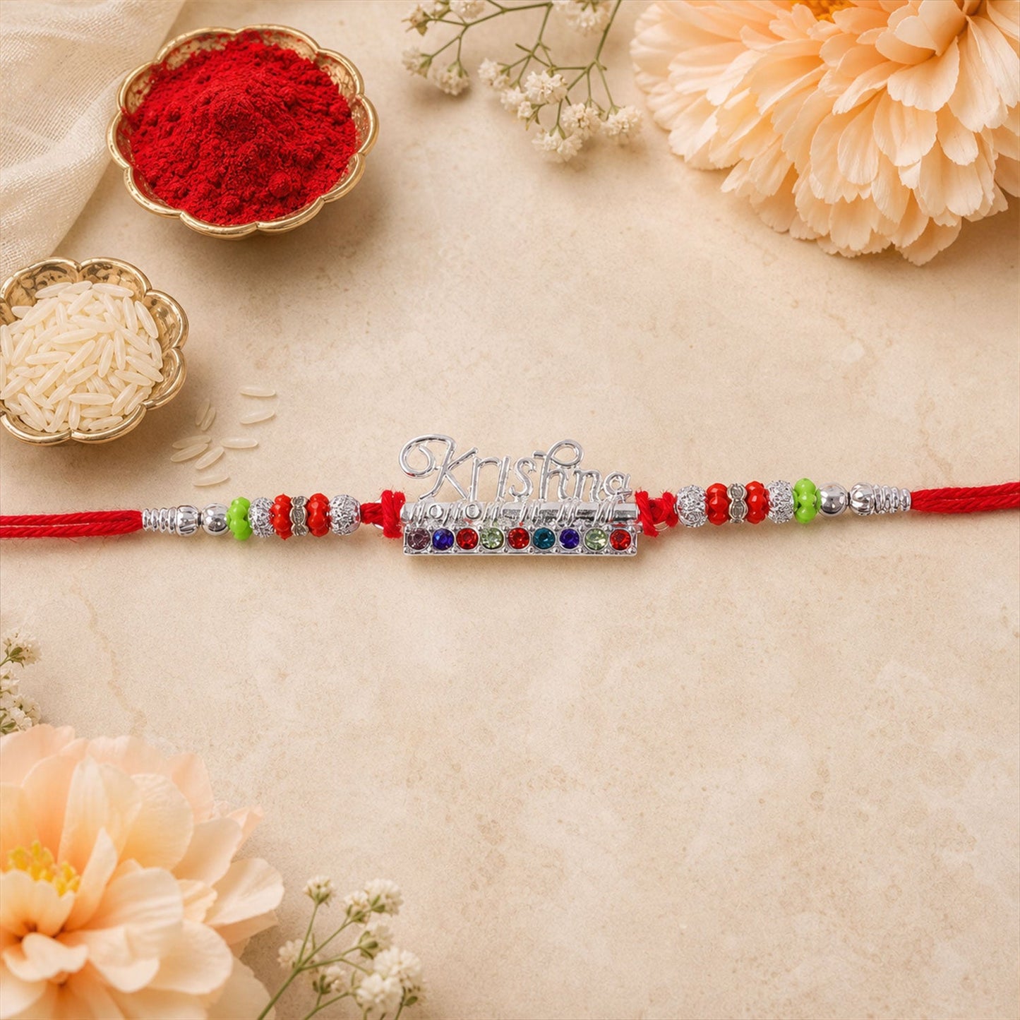 Krishna Text Stone Studded Rakhi