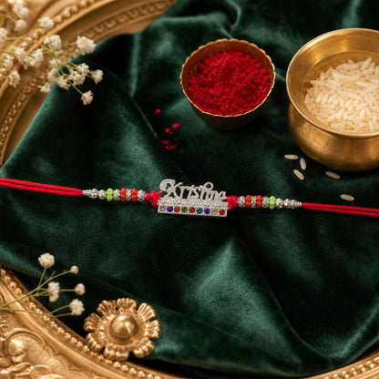 Krishna Text Stone Studded Rakhi