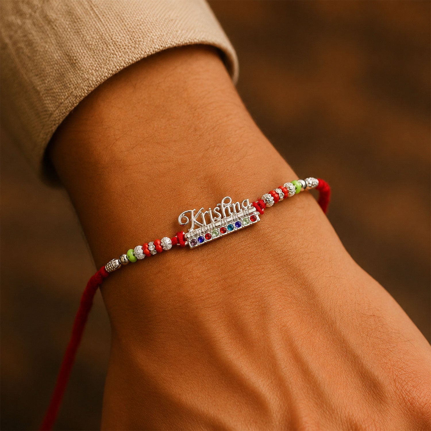 Krishna Text Stone Studded Rakhi