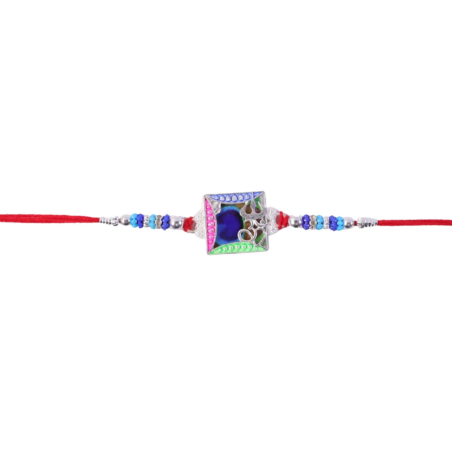 Om Square Multicolor Stone Studded Rakhi