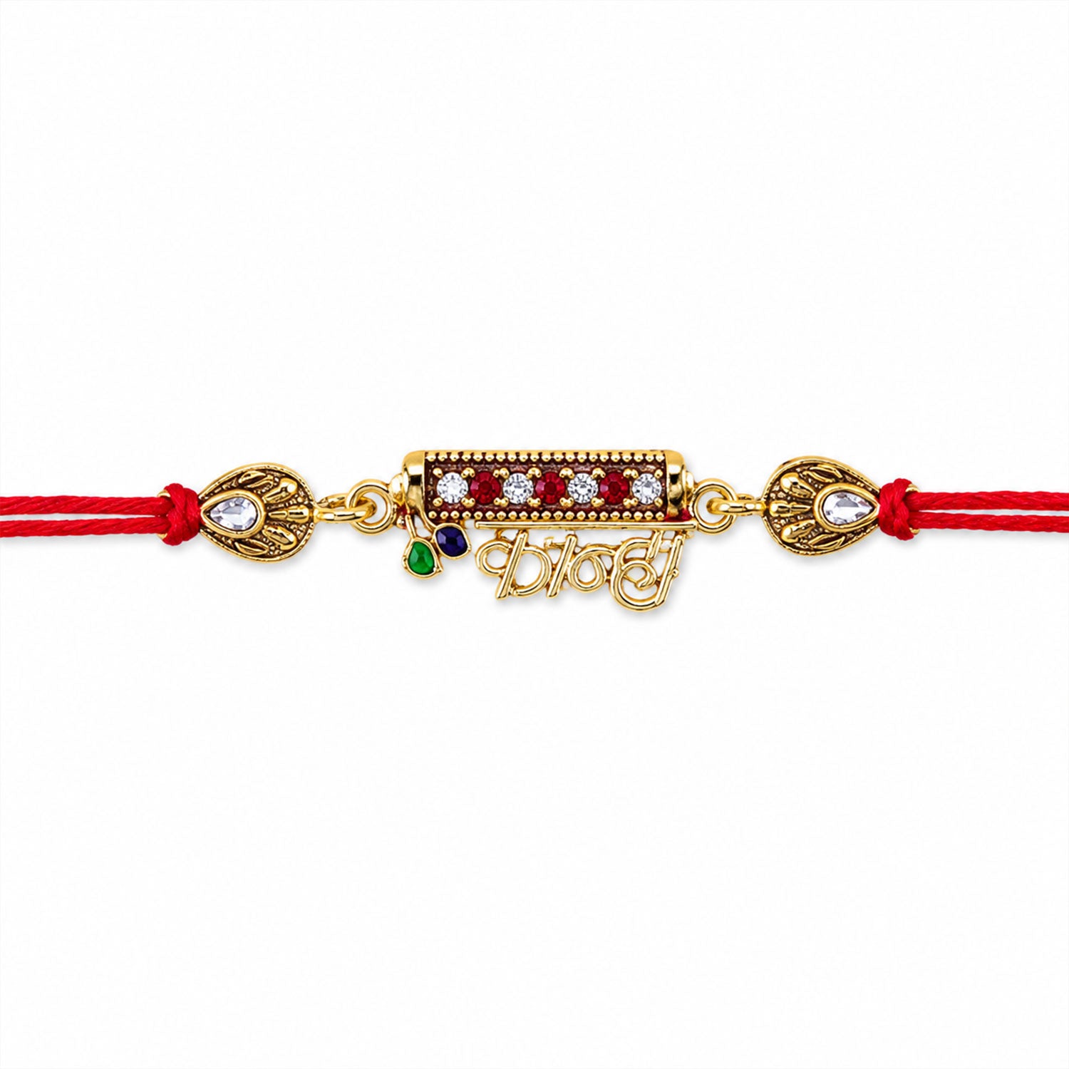 Kanha Black Enamel Gold Tone Rakhi, detailed view