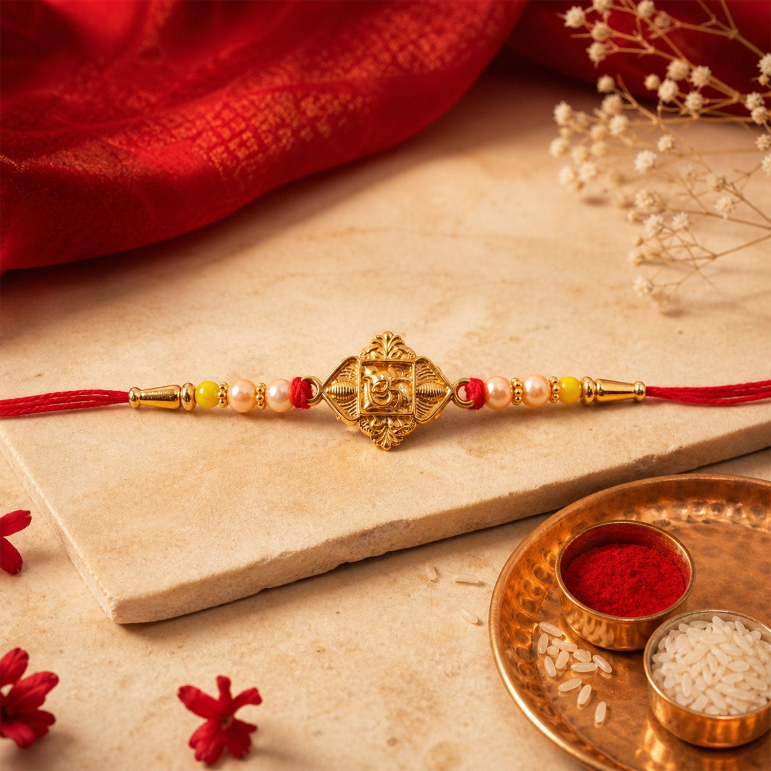 Lord Ganesha Antique Gold Tone Rakhi