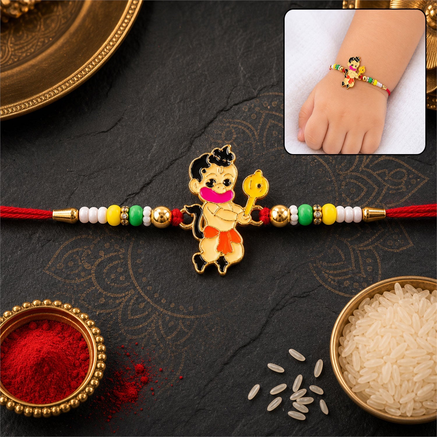 Bal Hanuman Multicolor Enamel Rakhi