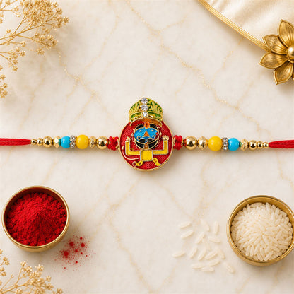 Cartoon Character Multicolor Enamel Gold Tone Rakhi