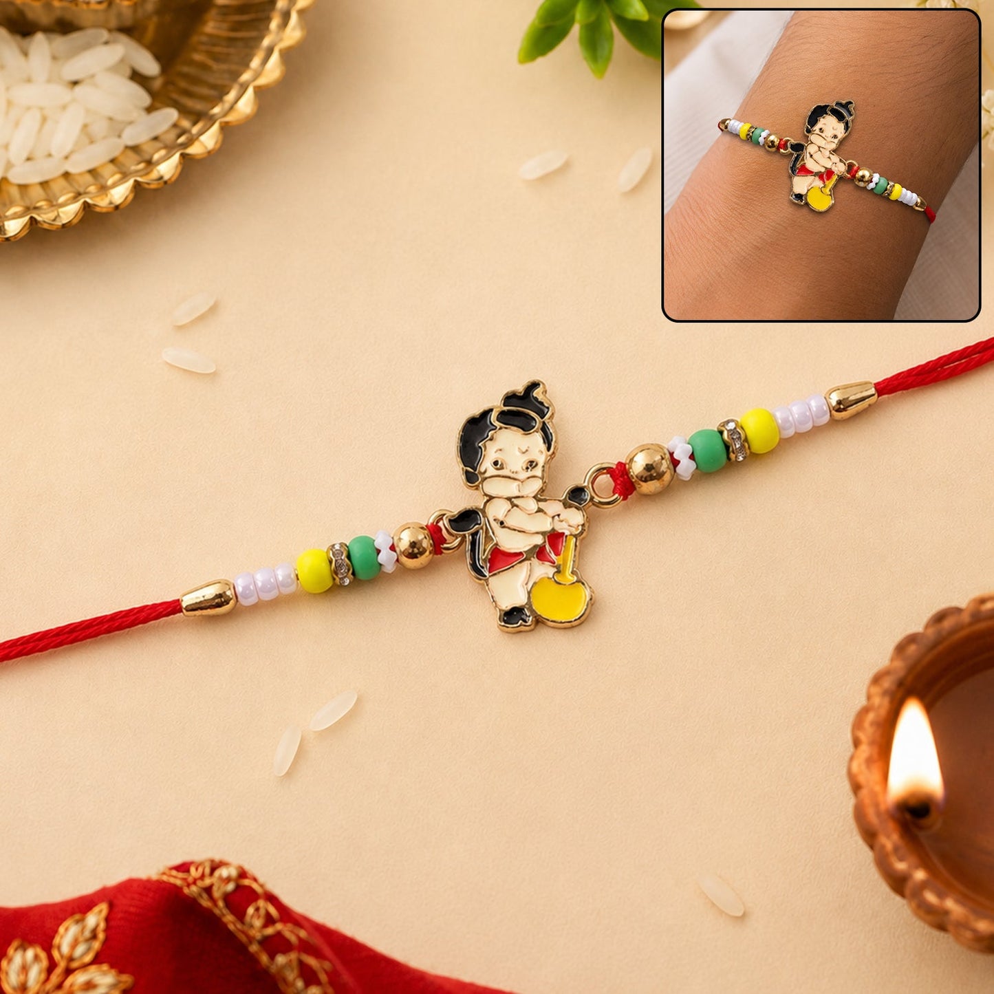Bal Hanuman Multicolor Bead Rakhi