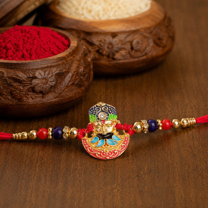 religion Face Multicolor Enamel Gold Tone Rakhi