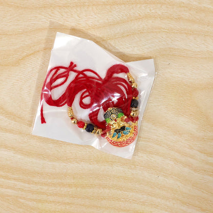 religion Face Multicolor Enamel Gold Tone Rakhi