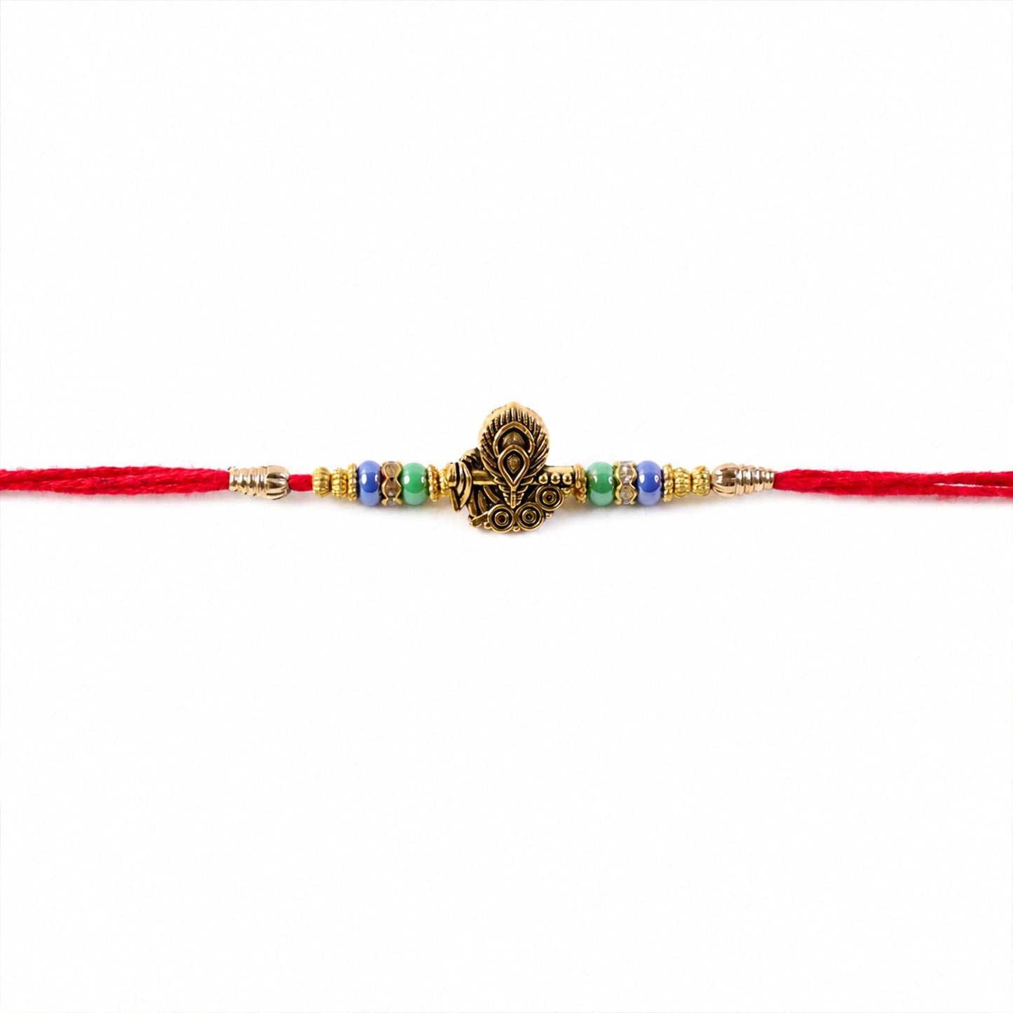 Antique Oxidized Golden Peacock Design Rakhi for Brother