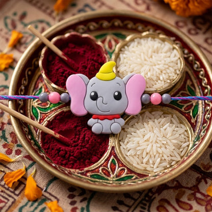 Cute Cartoon Elephant Kids Rakhi for Little Brother