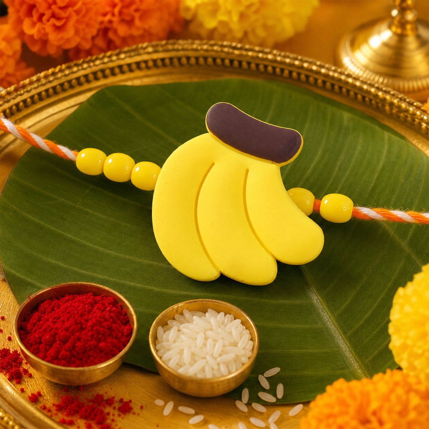 Fun Yellow Banana Fruit Kids Rakhi for Little Brother