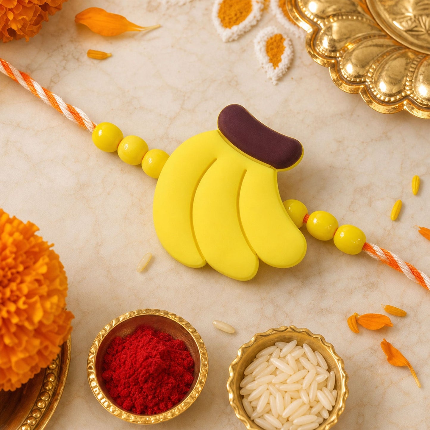 Fun Yellow Banana Fruit Kids Rakhi for Little Brother