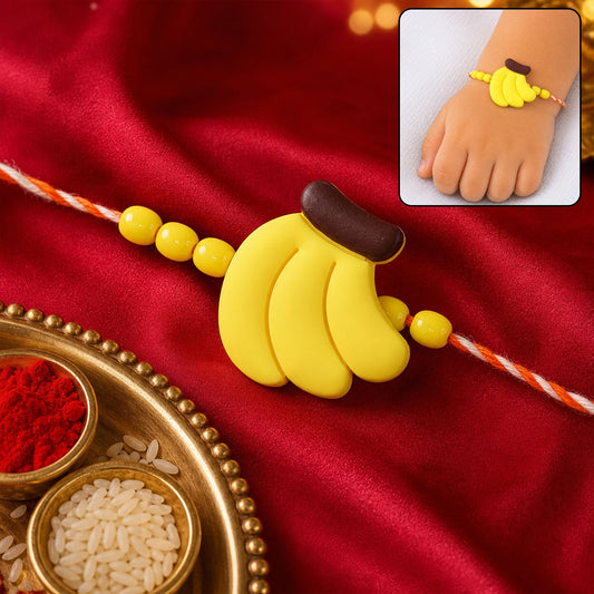 Fun Yellow Banana Fruit Kids Rakhi for Little Brother