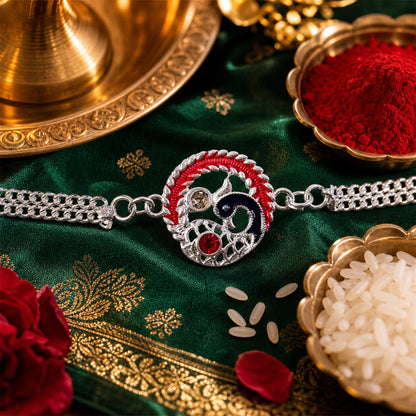 Silver Designer Peacock Rakhi