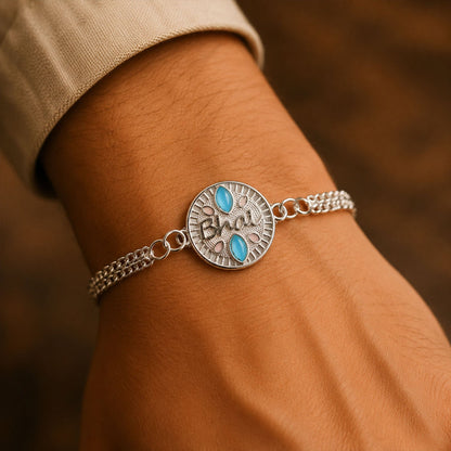 Bhai Silver Chain Floral Rakhi for Brother