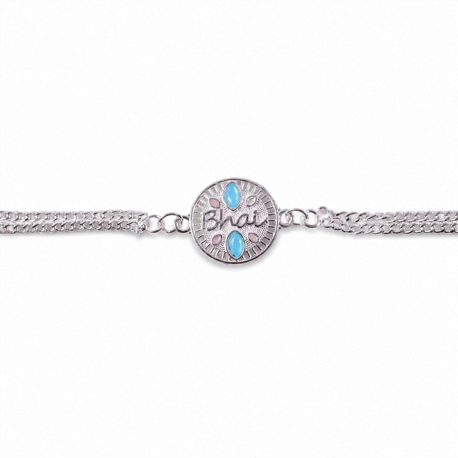 Bhai Silver Chain Floral Rakhi for Brother