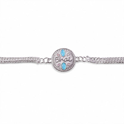 Bhai Silver Chain Floral Rakhi for Brother