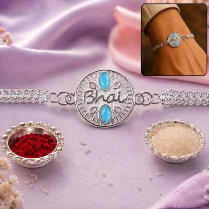 Bhai Silver Chain Floral Rakhi for Brother