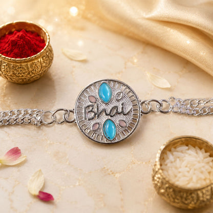 Bhai Silver Chain Floral Rakhi for Brother