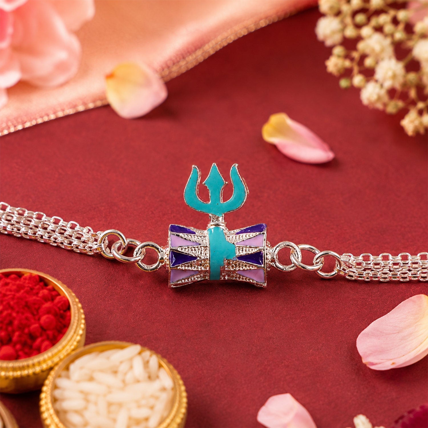 Silver Chain Trishul Rakhi for Brother | Shiv Rakhi