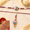 Floral Kundan Bhaiya Bhabhi Lumba Rakhi – Elegant Festive Look