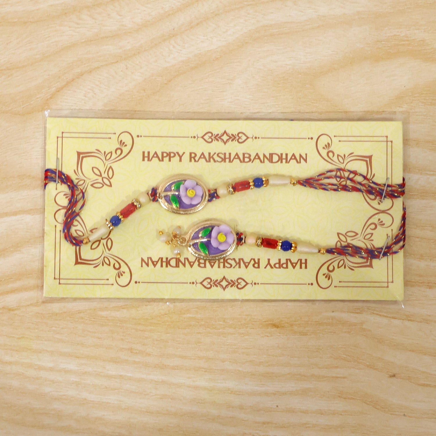 Floral Kundan Bhaiya Bhabhi Lumba Rakhi