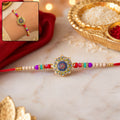 Rakhi for Brother – Floral Mandala Enamel Gold Tone Design