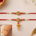 Diamond Flower Rakhi – Elegant Traditional Design for Brothers