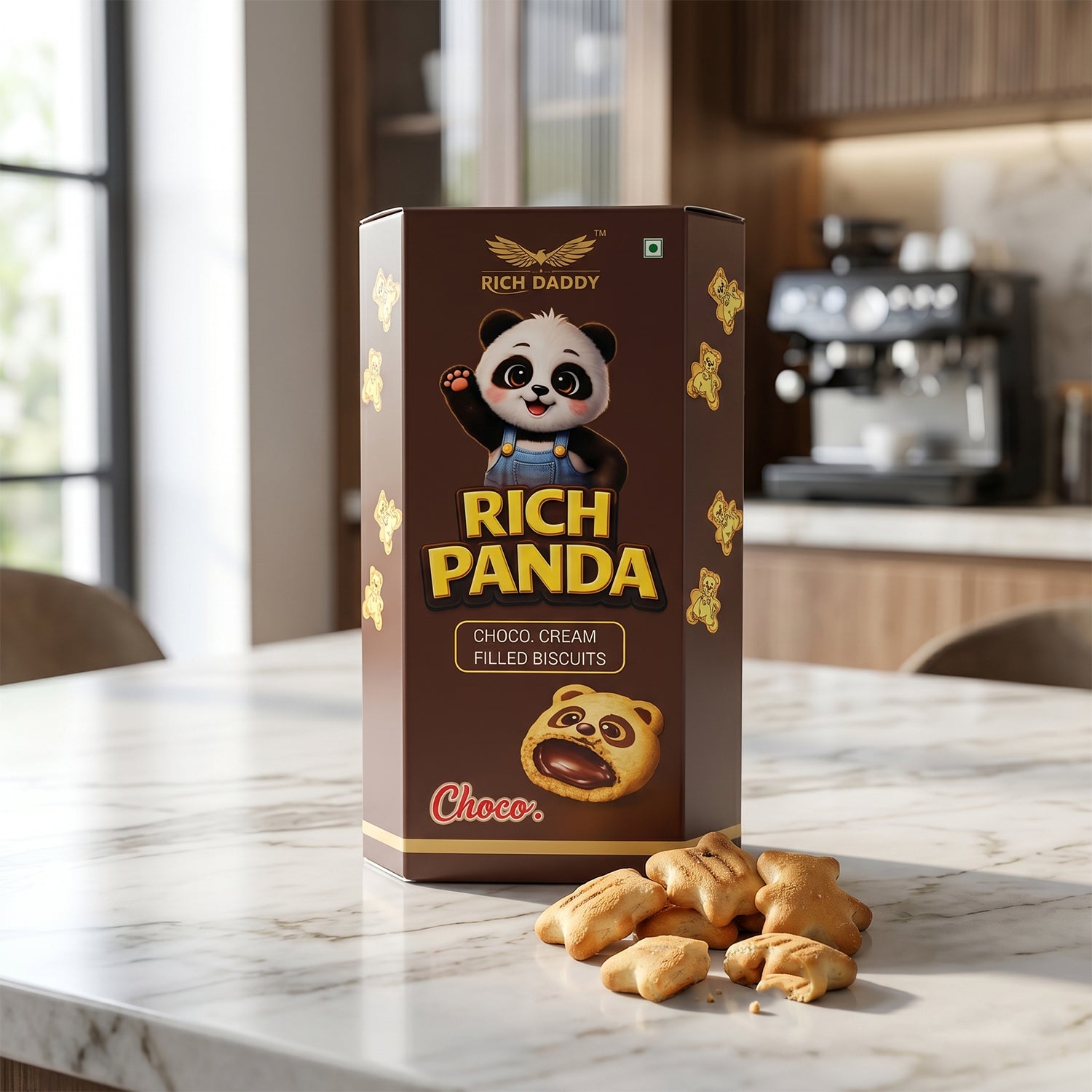 Rich Daddy Rich Panda Choco Cream Filled Biscuits (60 Gm)