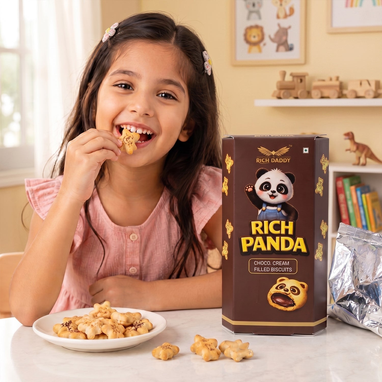 Rich Daddy Rich Panda Choco Cream Filled Biscuits (60 Gm)