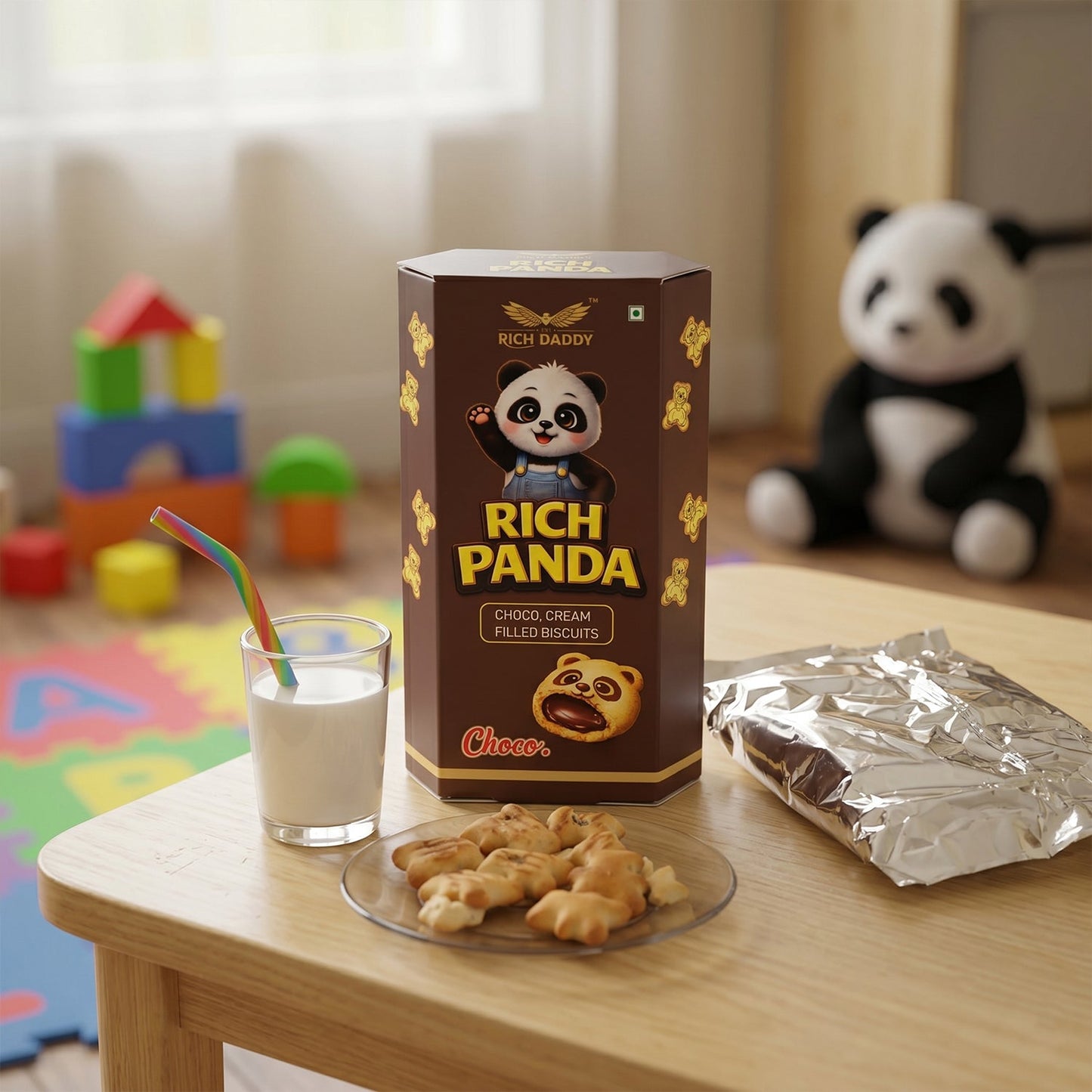 Rich Daddy Rich Panda Choco Cream Filled Biscuits (60 Gm)