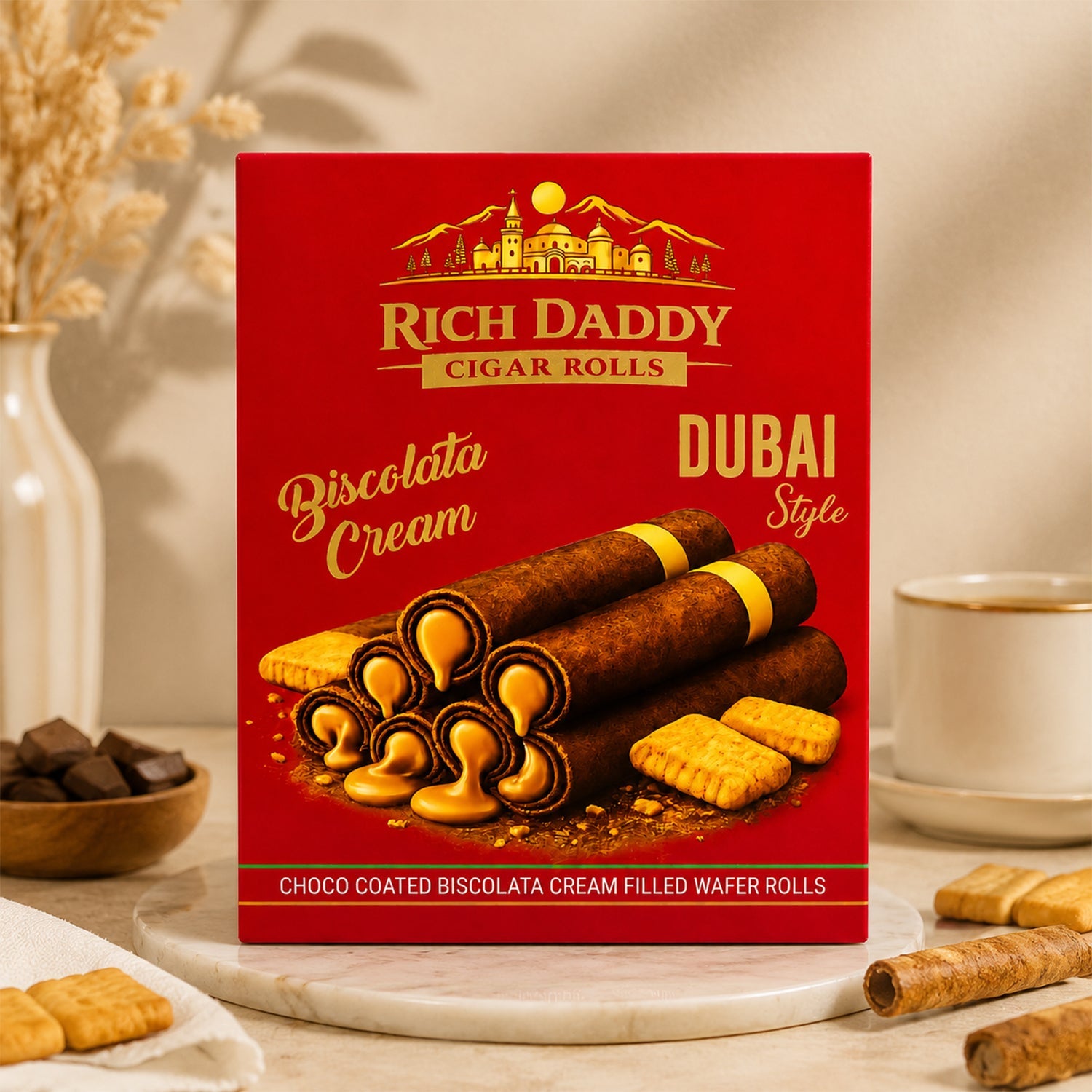 Rich Daddy Cigar Rolls – Biscolata Cream Filled Wafer Rolls (145 Gm)