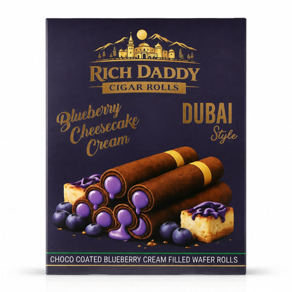 Rich Daddy Cigar Rolls – Blueberry Cheesecake Cream Filled Wafer Rolls (145 Gm)
