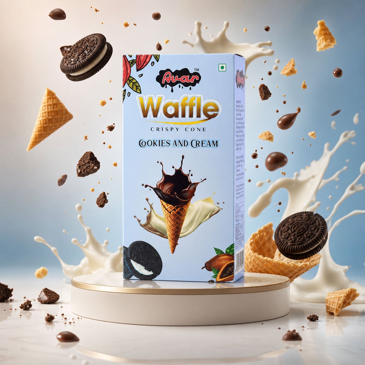 Avar Waffle Crispy Cone – Cookies and Cream Flavour (150 Gm)