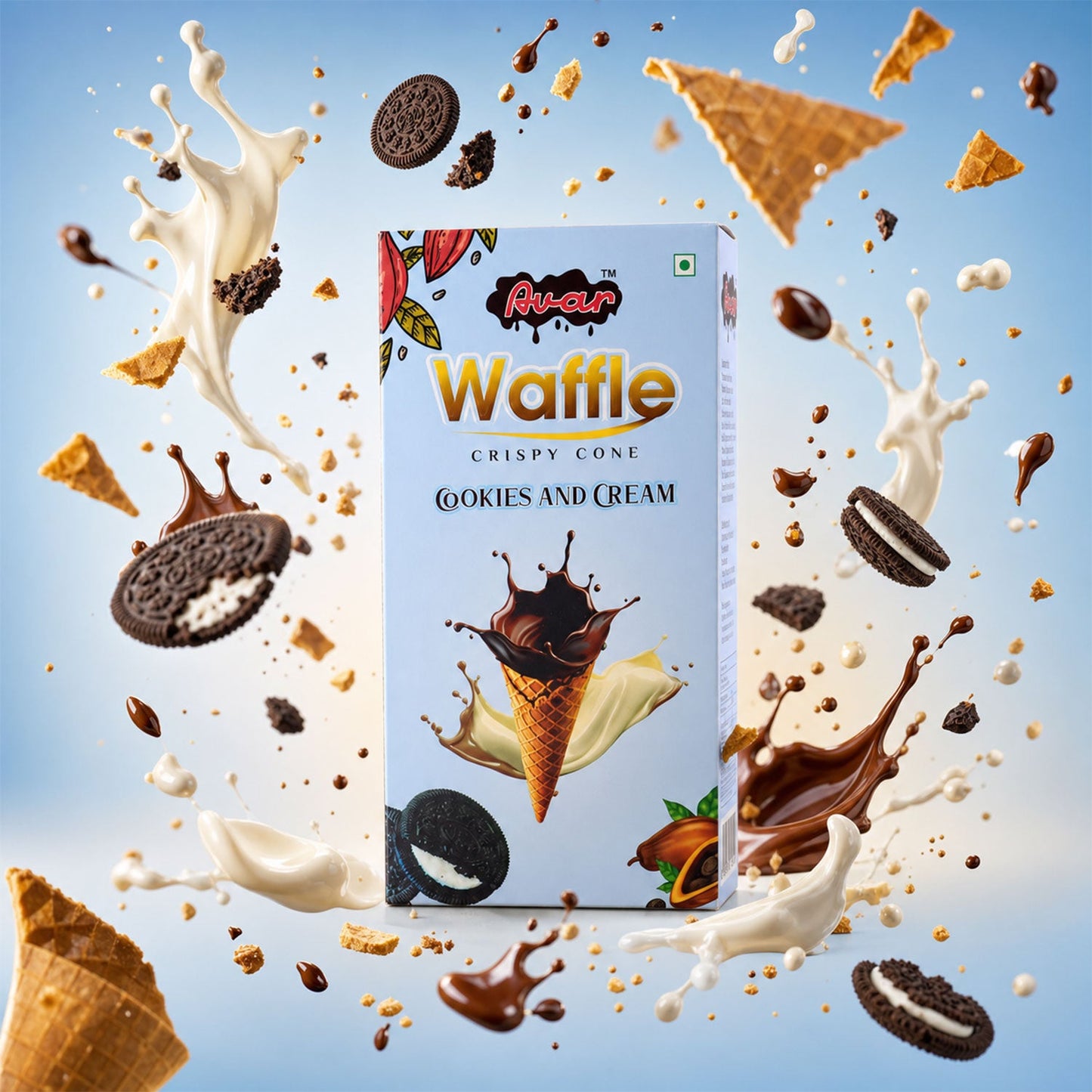 Avar Waffle Crispy Cone – Cookies and Cream Flavour (150 Gm)
