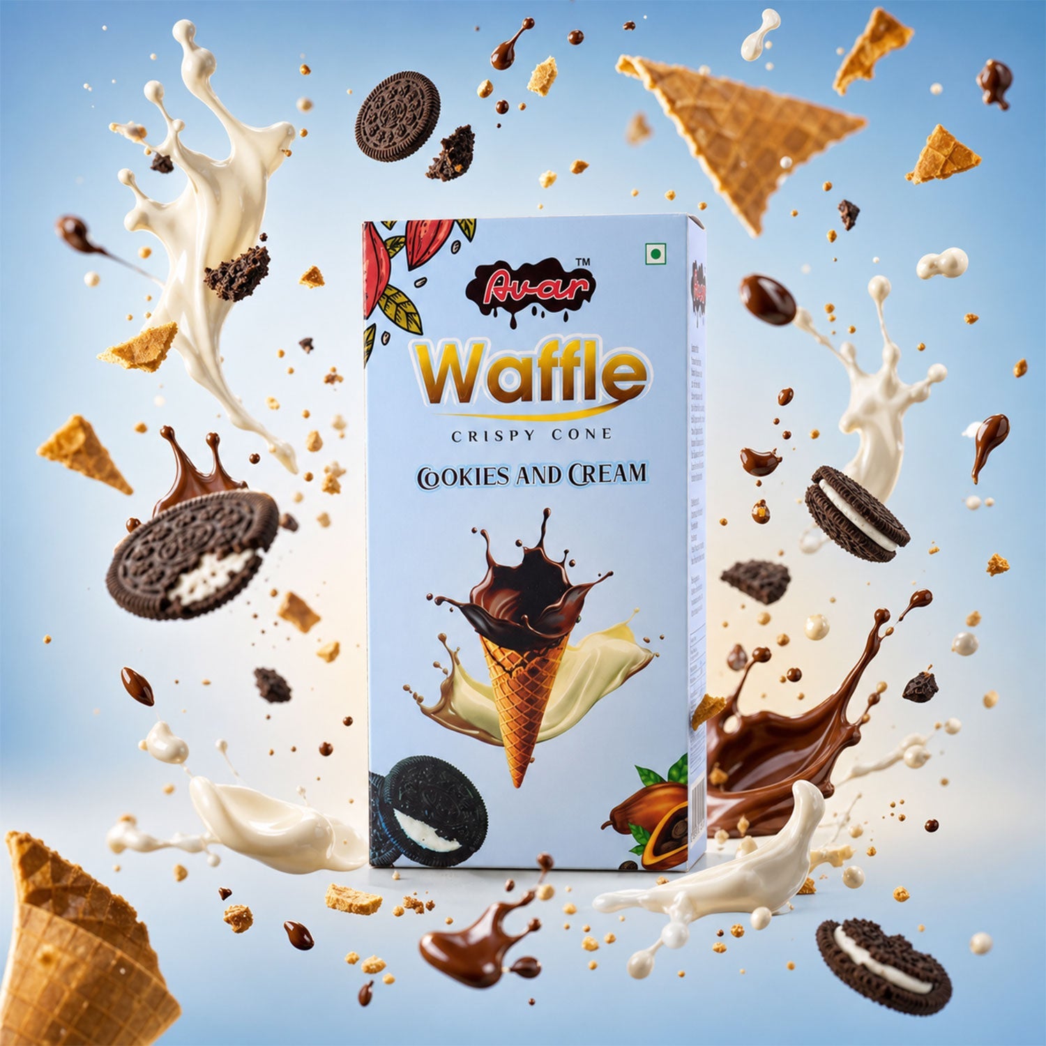 Avar Waffle Crispy Cone – Cookies and Cream Flavour (150 Gm)