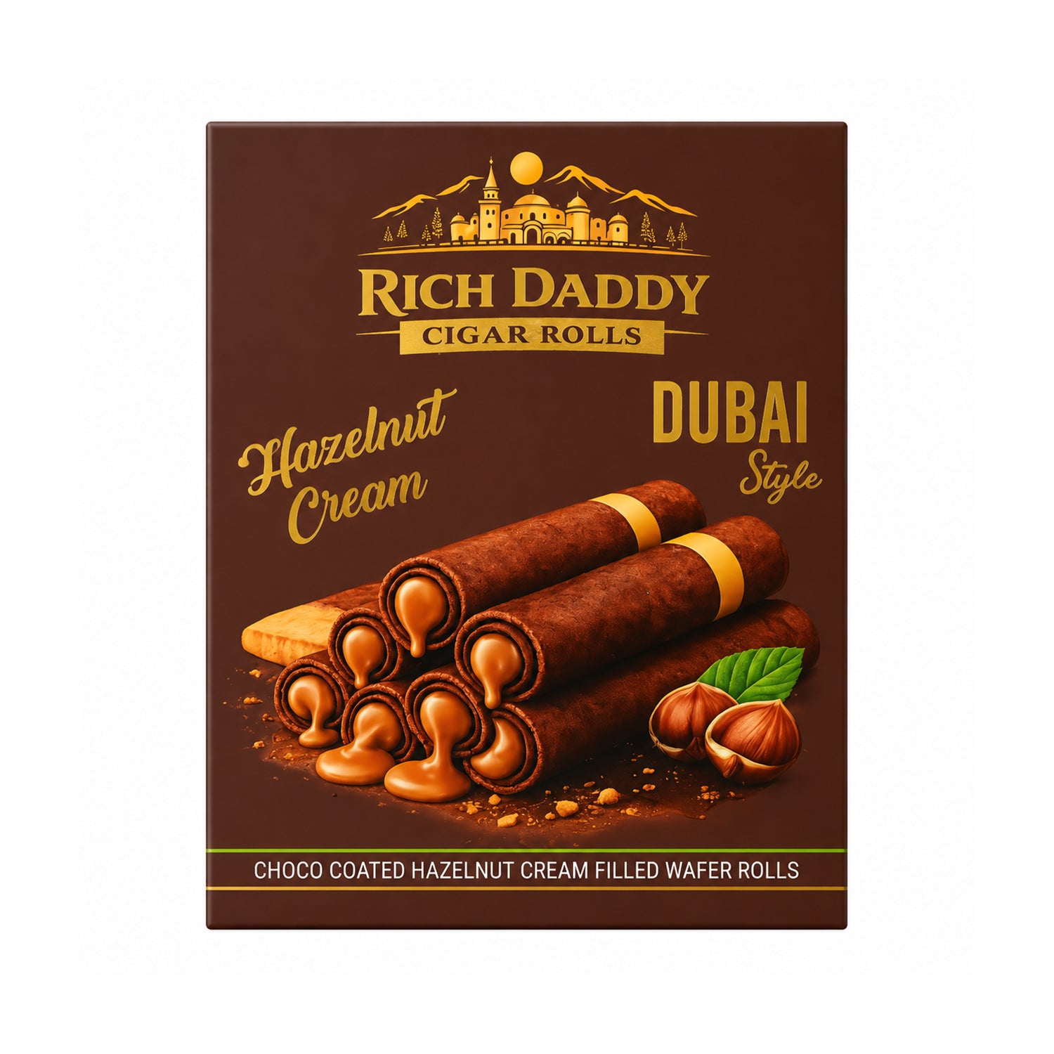 Rich Daddy Cigar Rolls – Hazelnut Cream Filled Wafer Rolls (145 Gm)