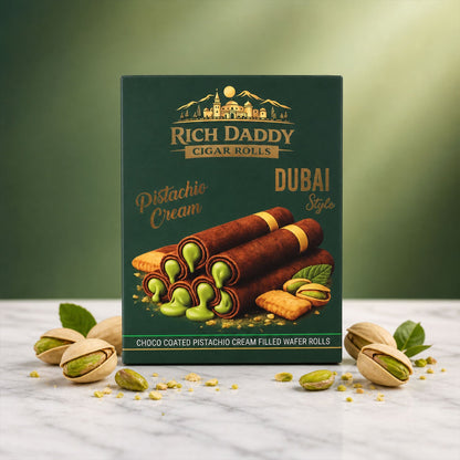 Rich Daddy Cigar Rolls – Pistachio Cream Filled Wafer Rolls (145 Gm)
